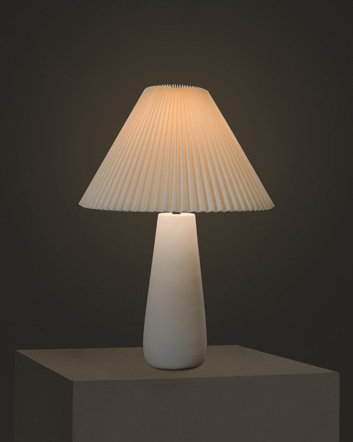 Glowmere Gwen Pleated Linen Shade Ceramic Base Table Lamp view 3