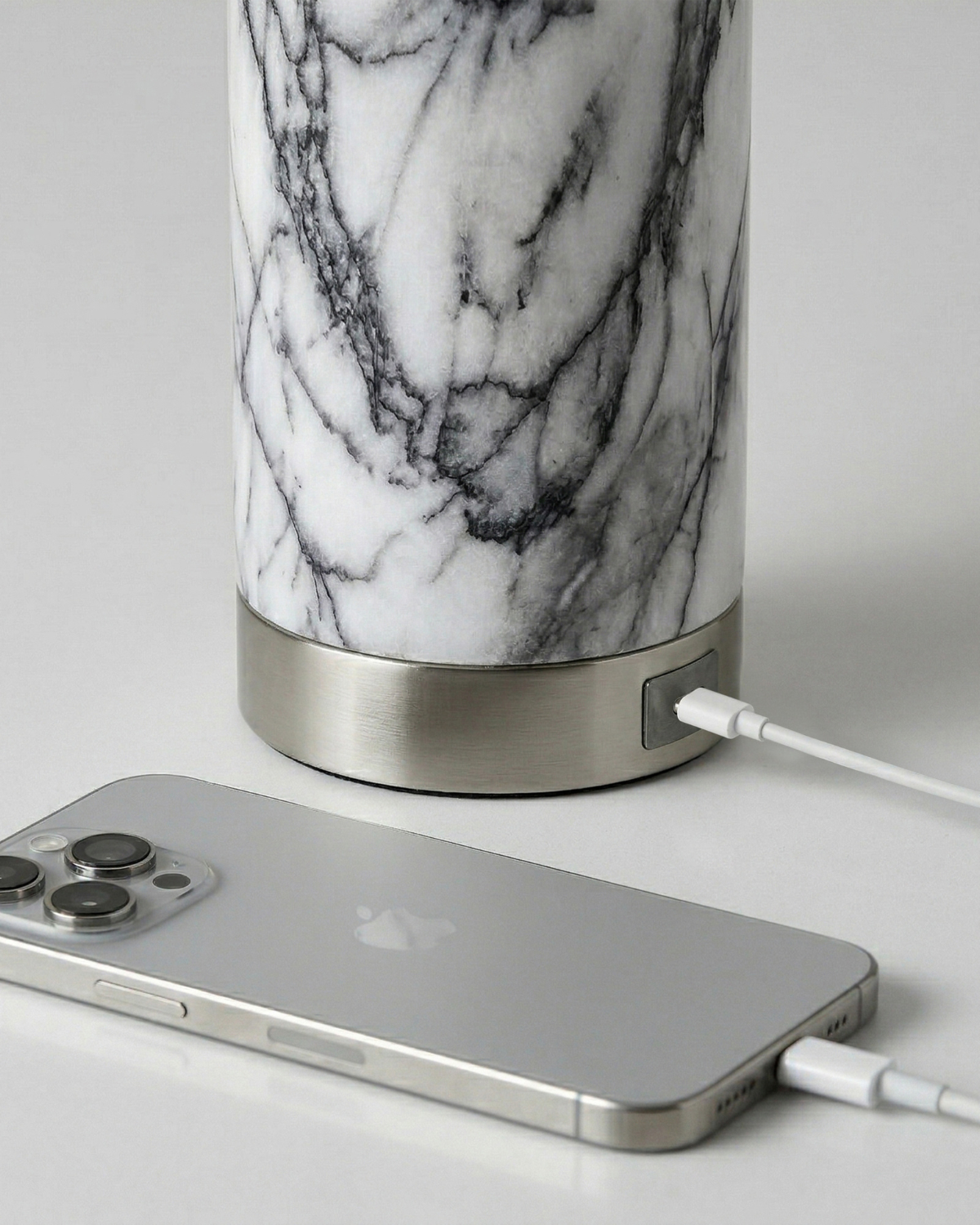 Glowmere Arden Marble USB Table Lamp with White Shade view 11