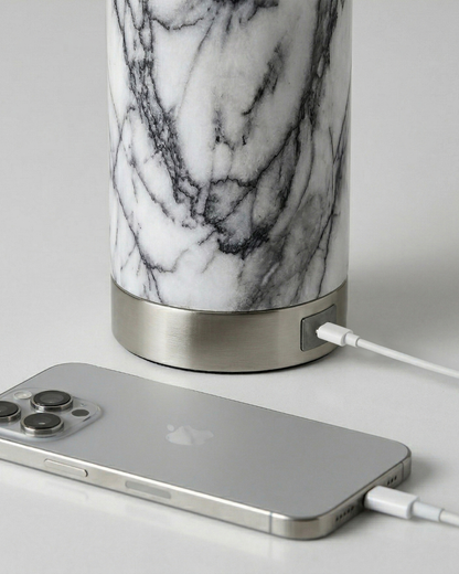 Glowmere Arden Marble USB Table Lamp with White Shade view 11