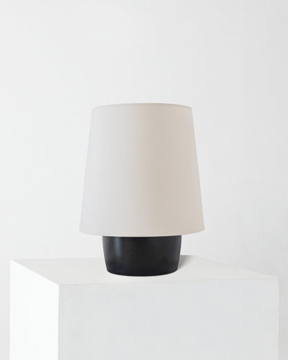 Glowmere Dan Black Ceramic Base Cotton Shade Table Lamp view 3