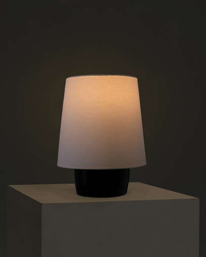 Glowmere Dan Black Ceramic Base Cotton Shade Table Lamp view 4