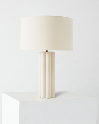 Glowmere Becca Fluted Ceramic Base Table Lamp with Cotton Shade view 3