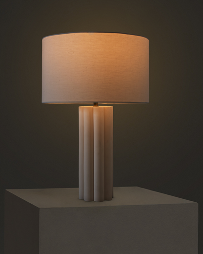 Glowmere Becca Fluted Ceramic Base Table Lamp with Cotton Shade view 4