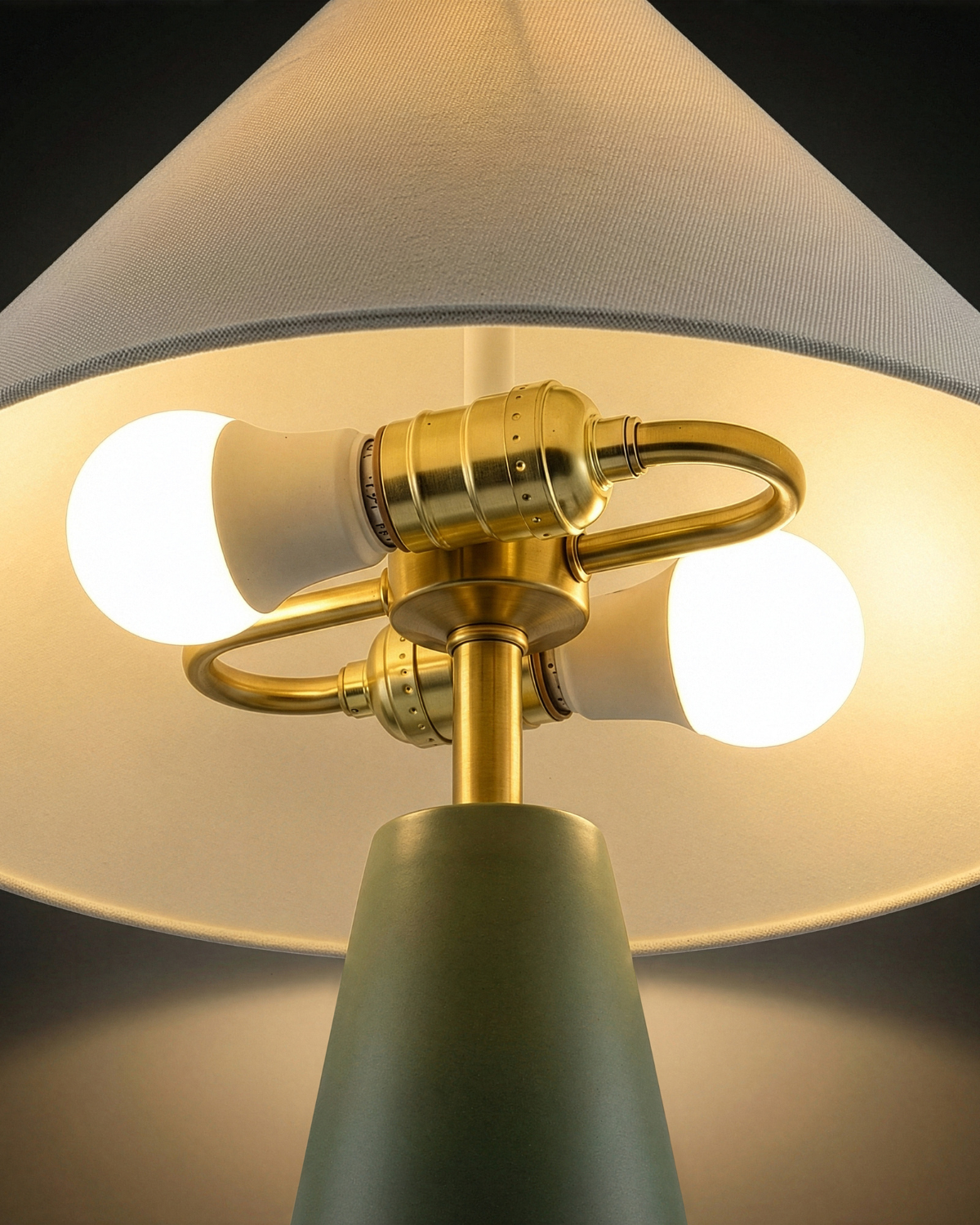Glowmere Dawn Green Glass Table Lamp with Brass Accents view 3