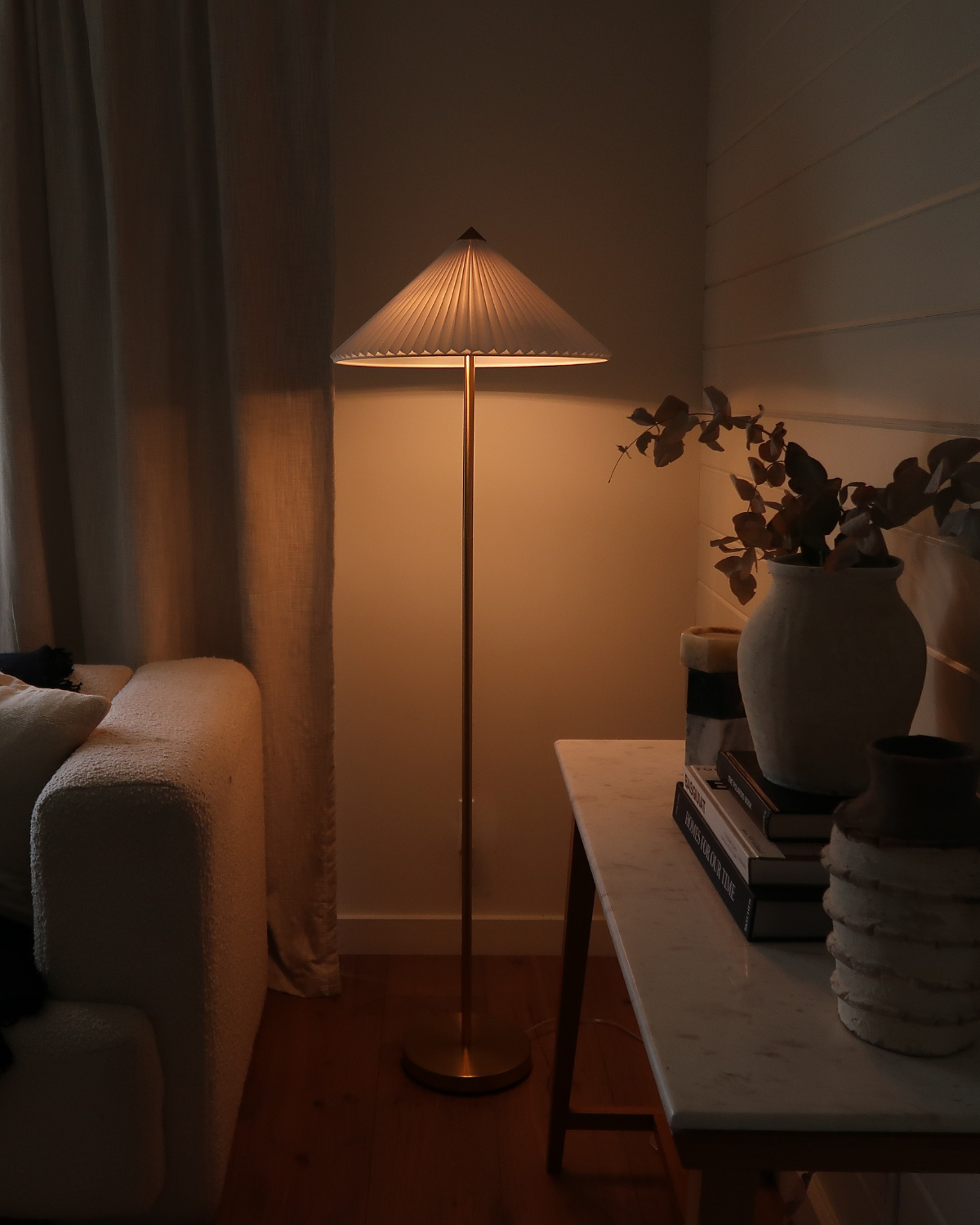 Glowmere Sienna Pleated Linen Empire Shade Floor Lamp view 3