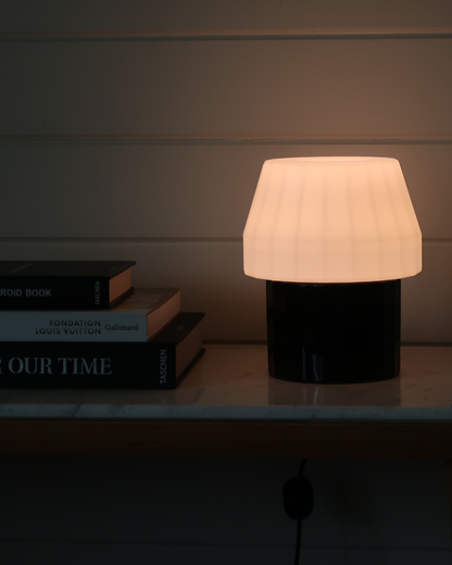 Glowmere Duke Glossy Black Base Frosted Glass Table Lamp view 6