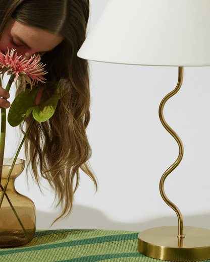 Glowmere Squiggle Zig Zag Base Table Lamp with Fabric Shade view 4