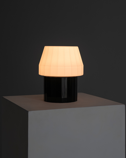 Glowmere Duke Glossy Black Base Frosted Glass Table Lamp view 4