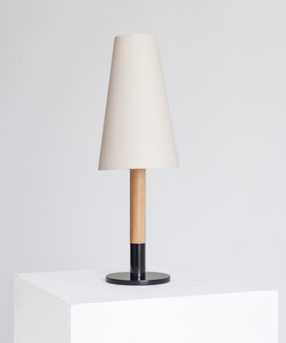 Glowmere Arthur Oak Stem Black Steel Base Table Lamp view 3