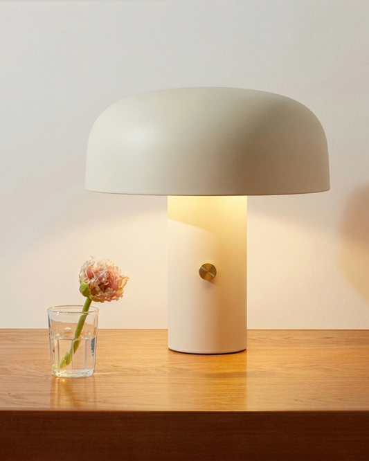 Glowmere Anita Mushroom Metal Shade Table Lamp with Rotary Dimmer overall view