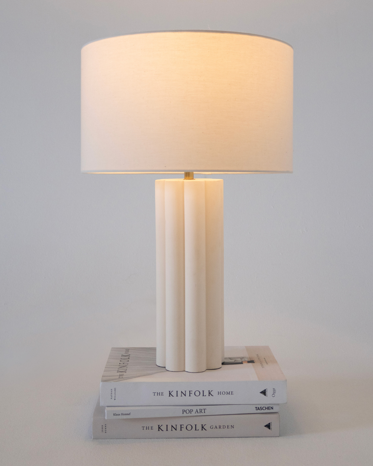 Glowmere Becca Fluted Ceramic Base Table Lamp with Cotton Shade view 2