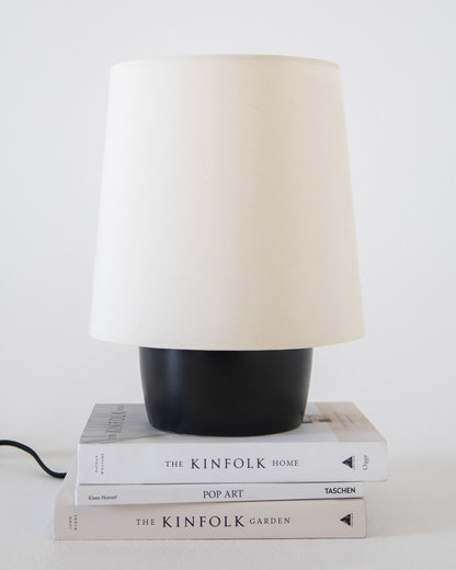 Glowmere Dan Black Ceramic Base Cotton Shade Table Lamp view 5