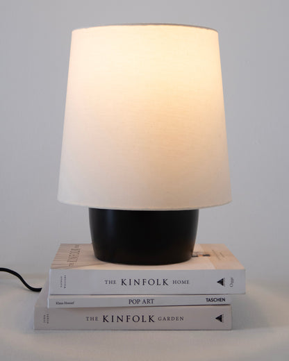 Glowmere Dan Black Ceramic Base Cotton Shade Table Lamp view 2