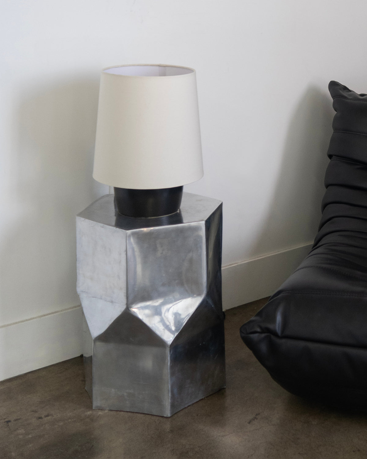 Glowmere Dan Black Ceramic Base Cotton Shade Table Lamp view 6