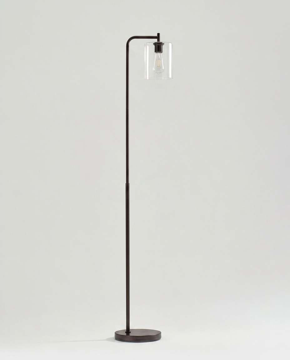 Glowmere Elizabeth Brass Hanging Glass Shade Floor Lamp in bronze