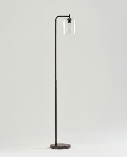 Glowmere Elizabeth Brass Hanging Glass Shade Floor Lamp in bronze