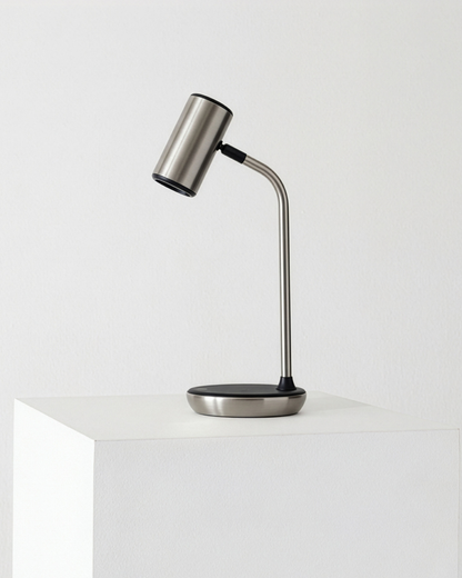 Glowmere Ezra LED Desk Lamp with Wireless Charging in nickel