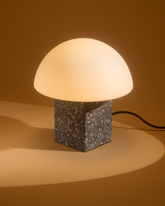 Glowmere Gavin Terrazzo Base Frosted Dome Table Lamp overall view