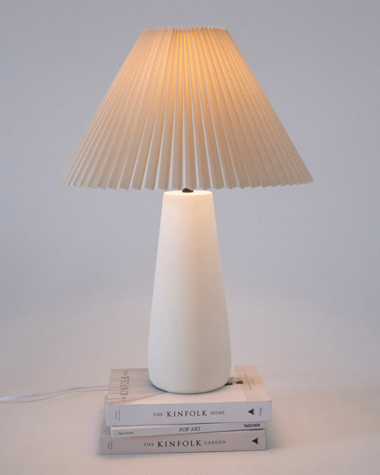 Glowmere Gwen Pleated Linen Shade Ceramic Base Table Lamp overall view