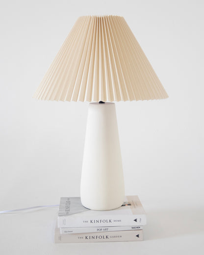 Glowmere Gwen Pleated Linen Shade Ceramic Base Table Lamp view 4