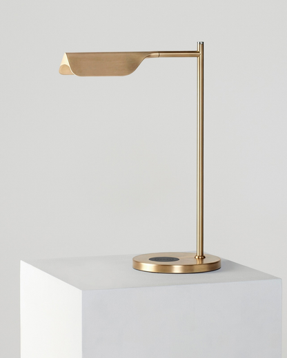 Glowmere Leaf Swing Arm Table Lamp with Wireless Charger in brass