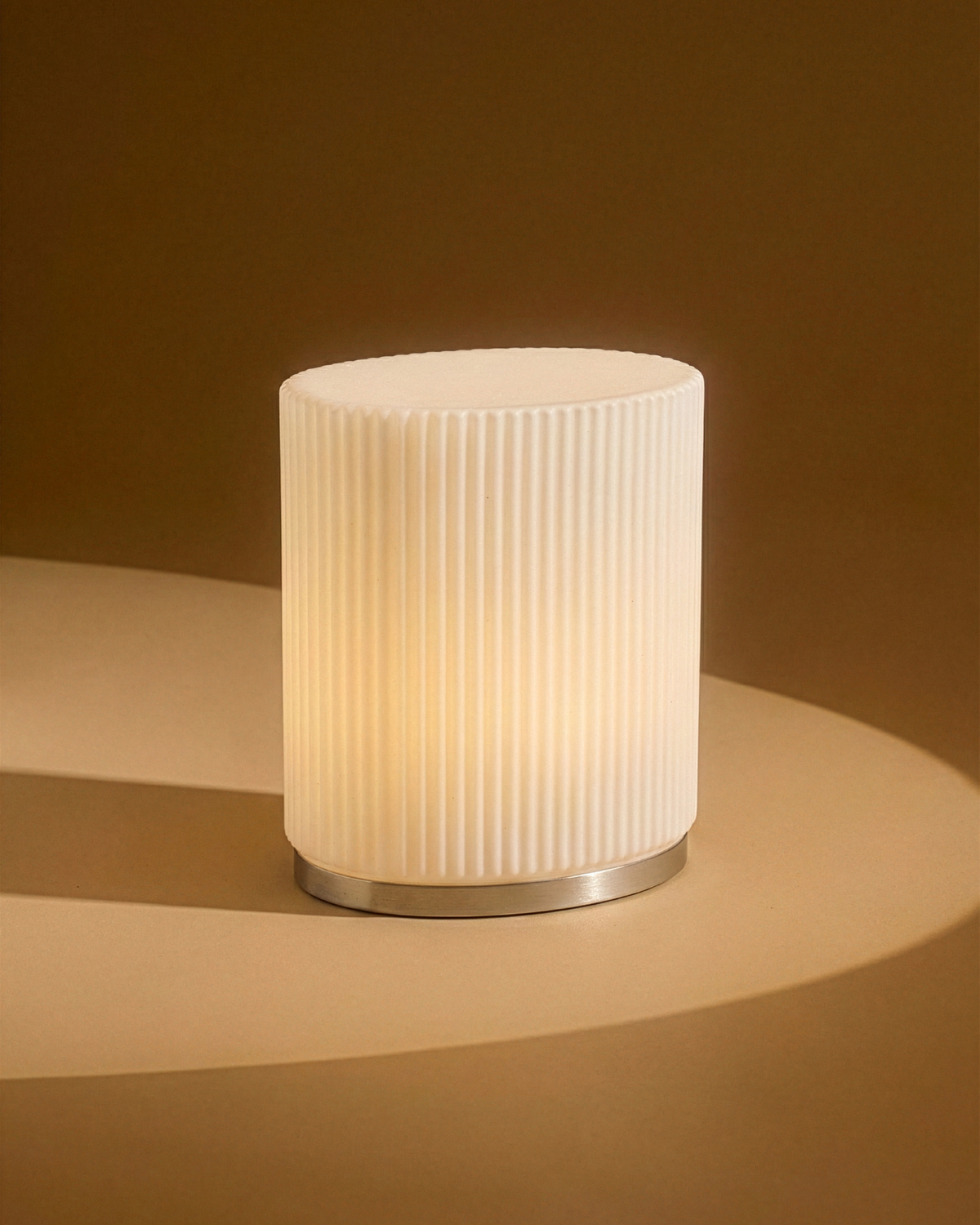 Glowmere Lumi Pleated Frosted Glass Table Lamp with Chrome Base overall view