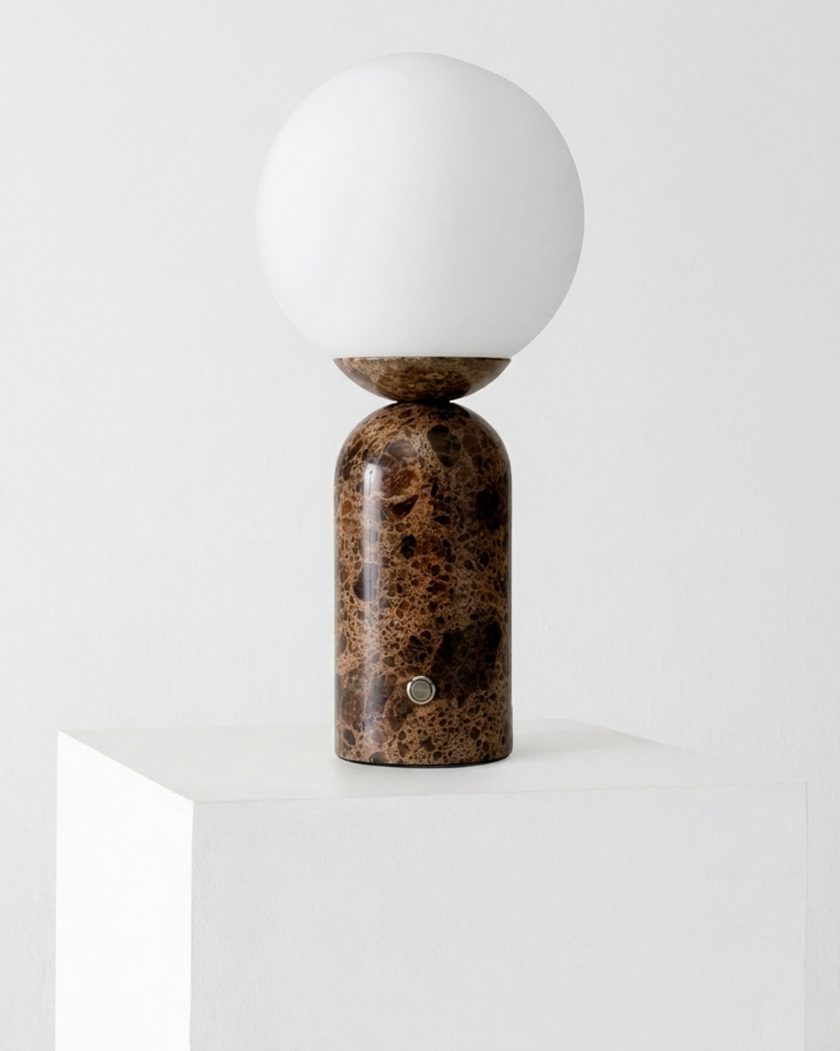 Glowmere Mila Tall Marble Globe Table Lamp in brown