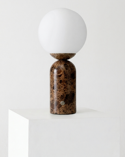 Glowmere Mila Tall Marble Globe Table Lamp in brown