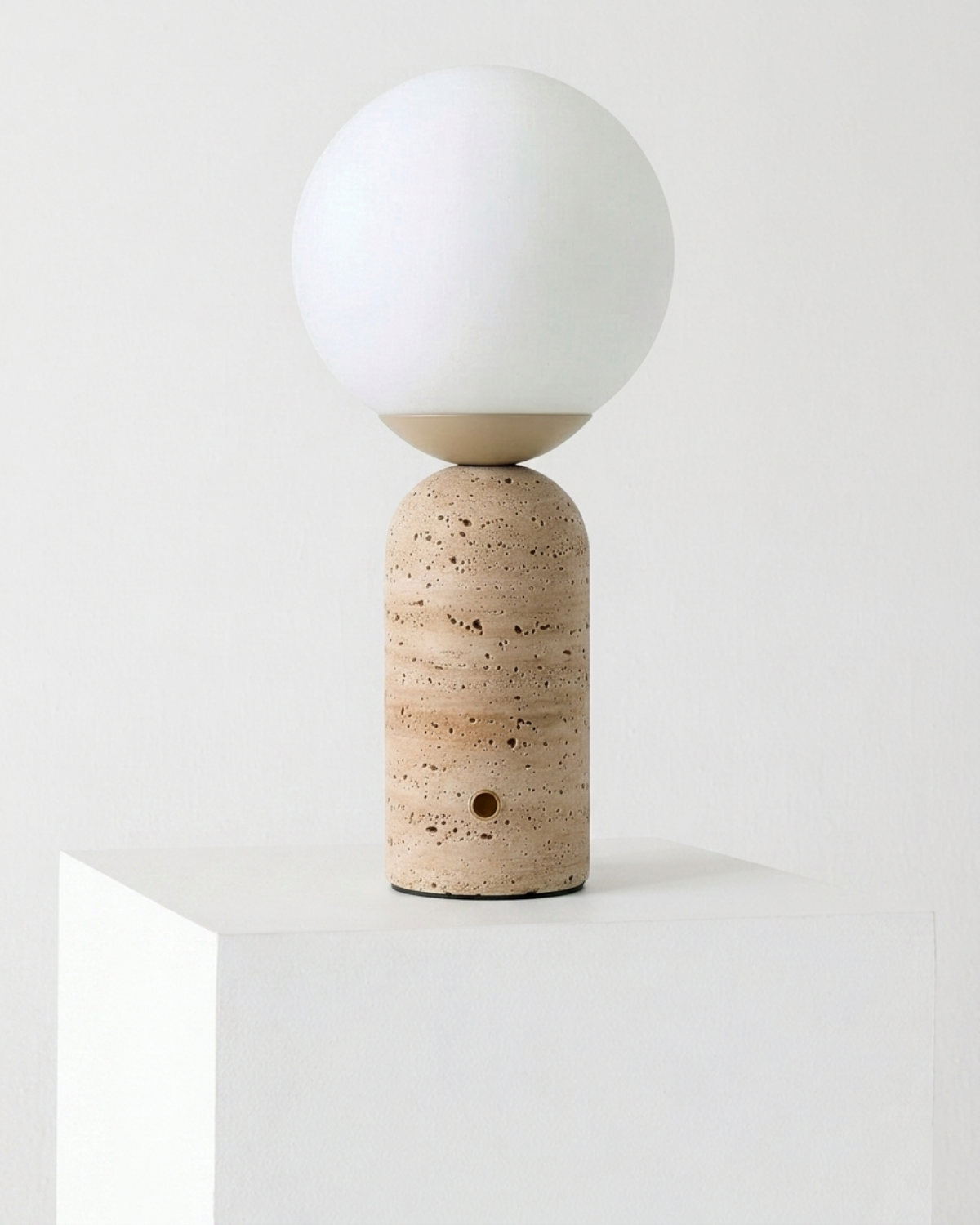 Glowmere Mila Tall Marble Globe Table Lamp in travertine