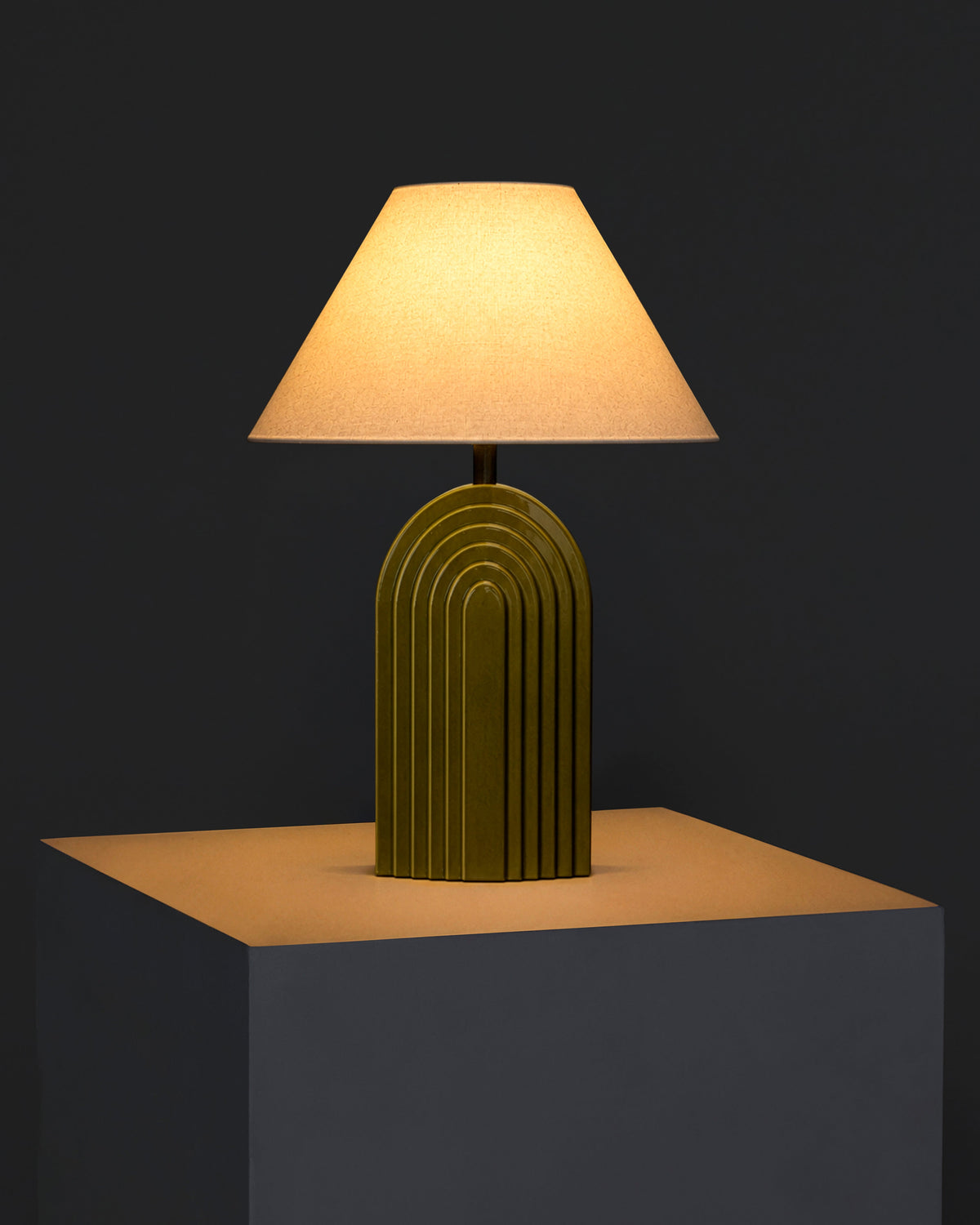 Glowmere Phoebe Arch Ceramic Base Empire Shade Table Lamp view 4