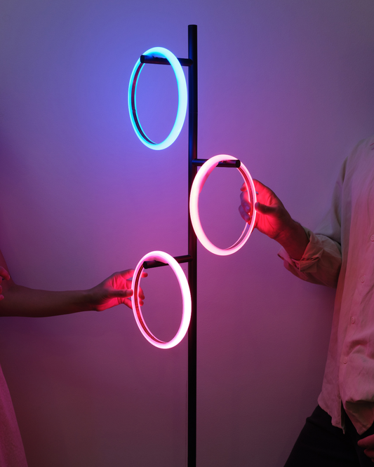 Glowmere Saturn RGB Color Changing Three Ring Floor Lamp view 2