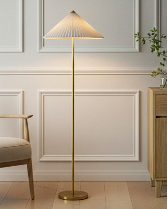 Glowmere Sienna Pleated Linen Empire Shade Floor Lamp overall view