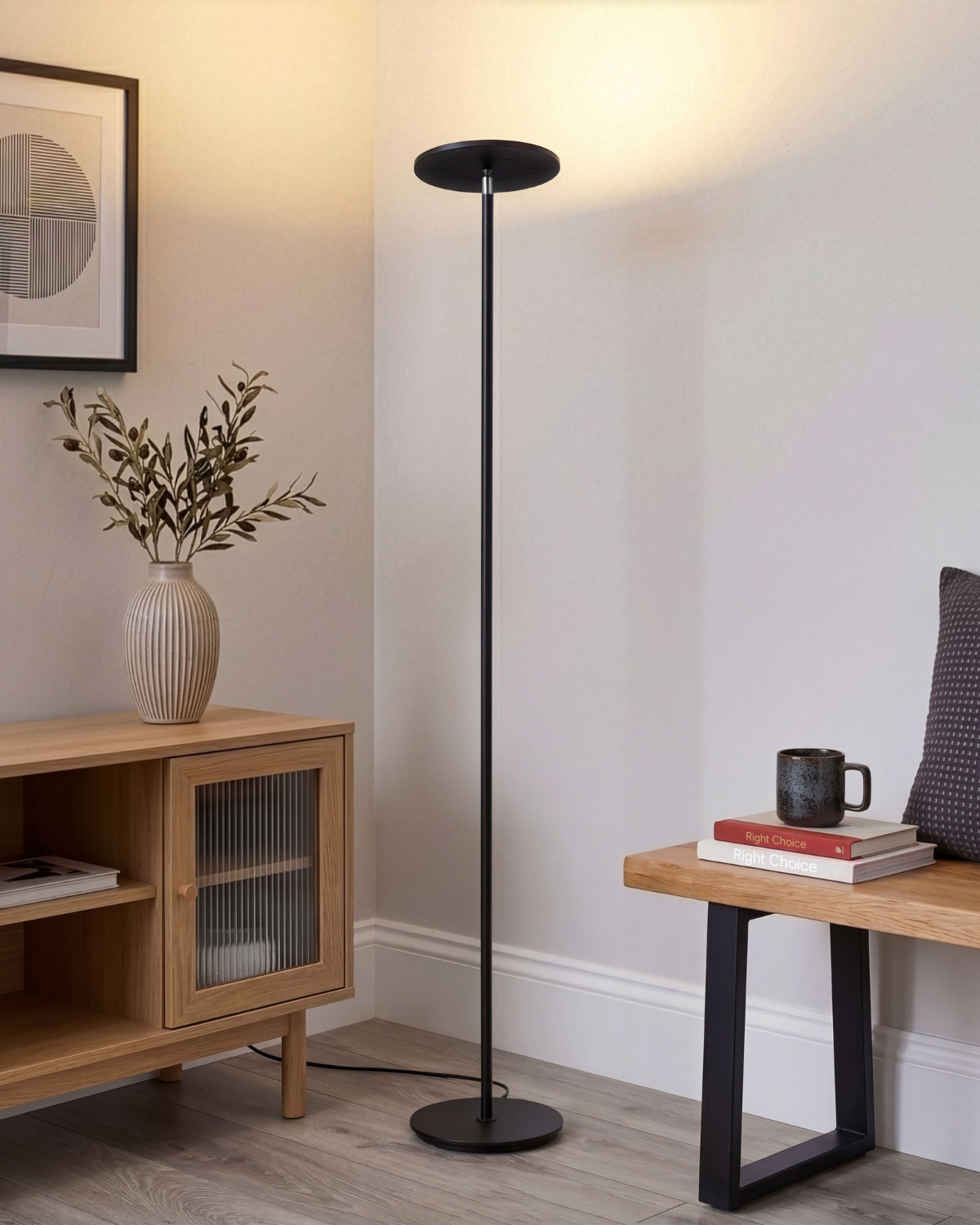 Glowmere Sky Torchiere LED Floor Lamp in black