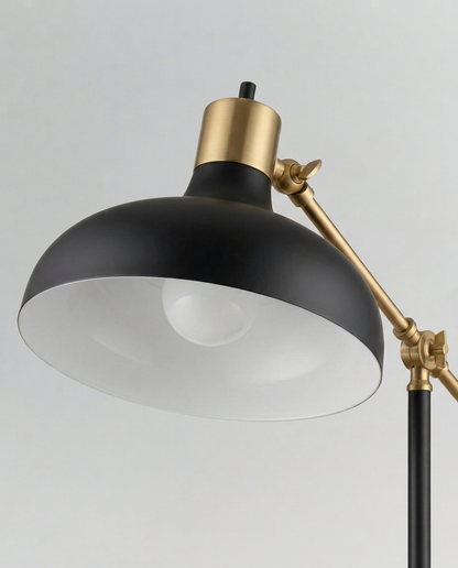 Glowmere Wyatt Adjustable Arm Drafting Style Floor Lamp in black