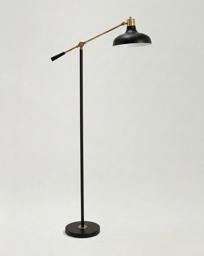 Glowmere Wyatt Adjustable Arm Drafting Style Floor Lamp in black