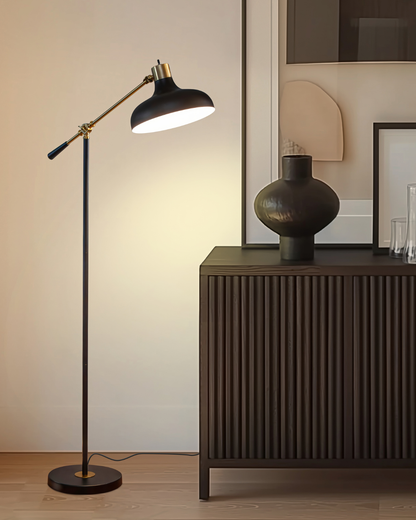Glowmere Wyatt Adjustable Arm Drafting Style Floor Lamp overall view