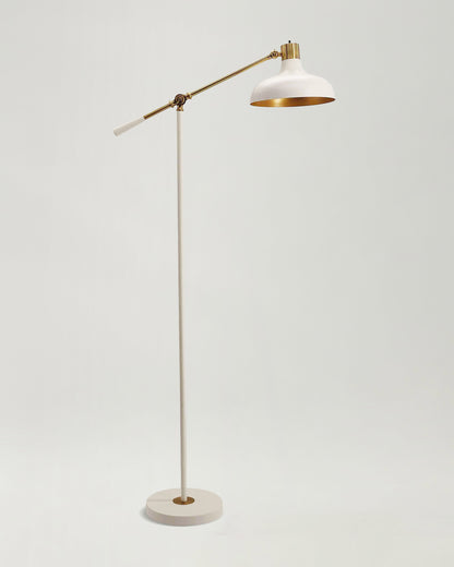 Glowmere Wyatt Adjustable Arm Drafting Style Floor Lamp in cream