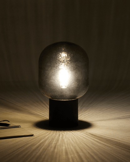 Glowmere Bruce Cement Base Textured Glass Table Lamp in cement