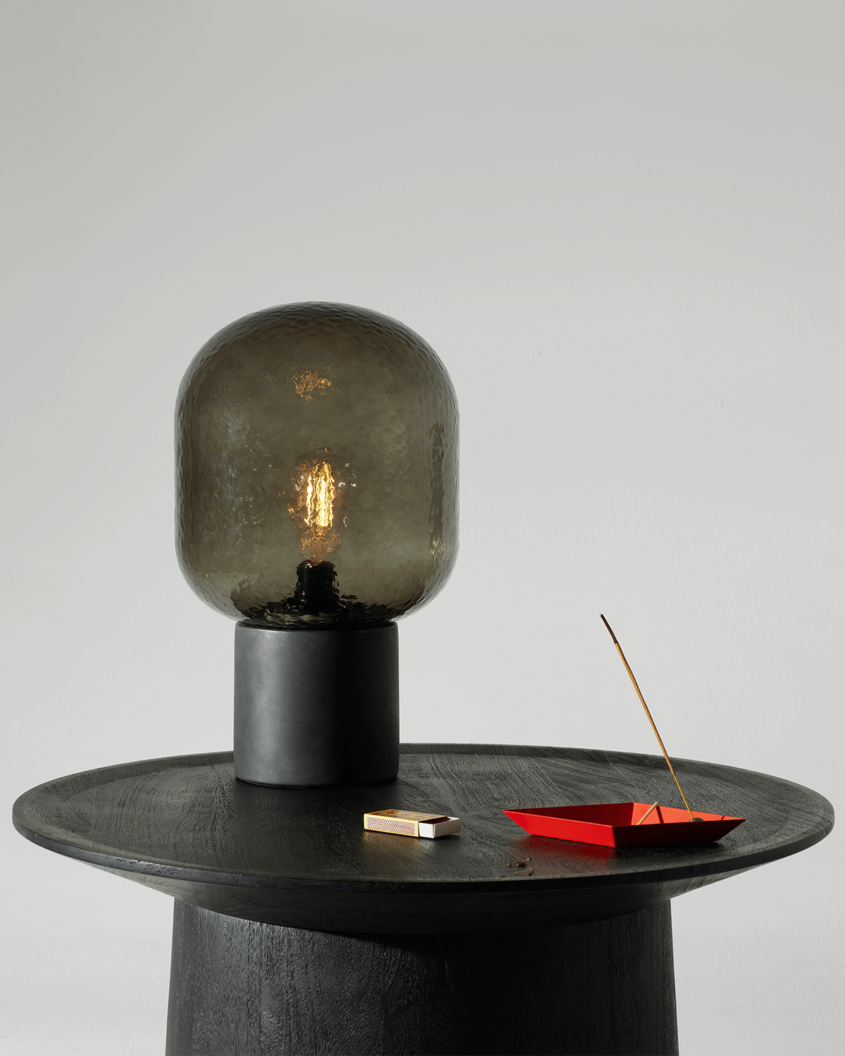 Glowmere Bruce Cement Base Textured Glass Table Lamp overall view