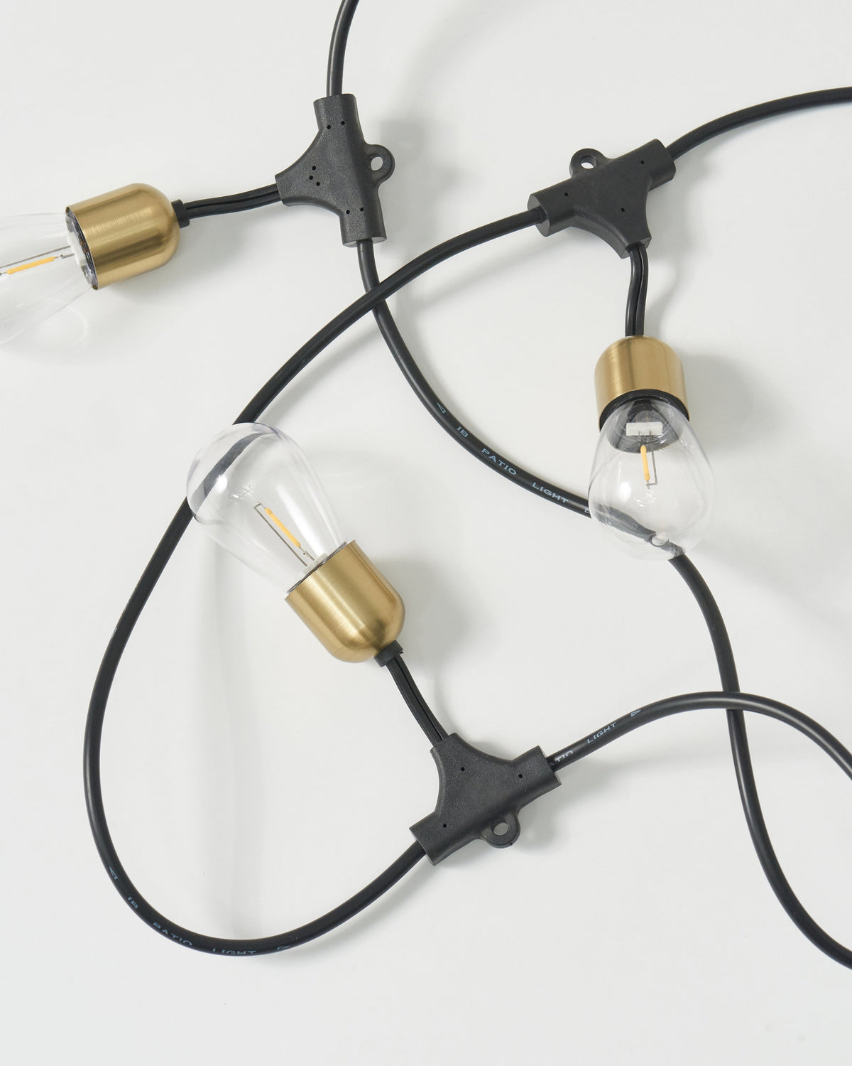 Glowmere Solar LED Hanging String Lights with Brass Sockets overall view