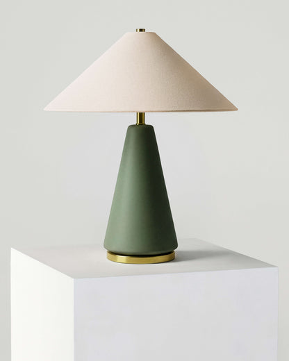 Glowmere Dawn Green Glass Table Lamp with Brass Accents view 2