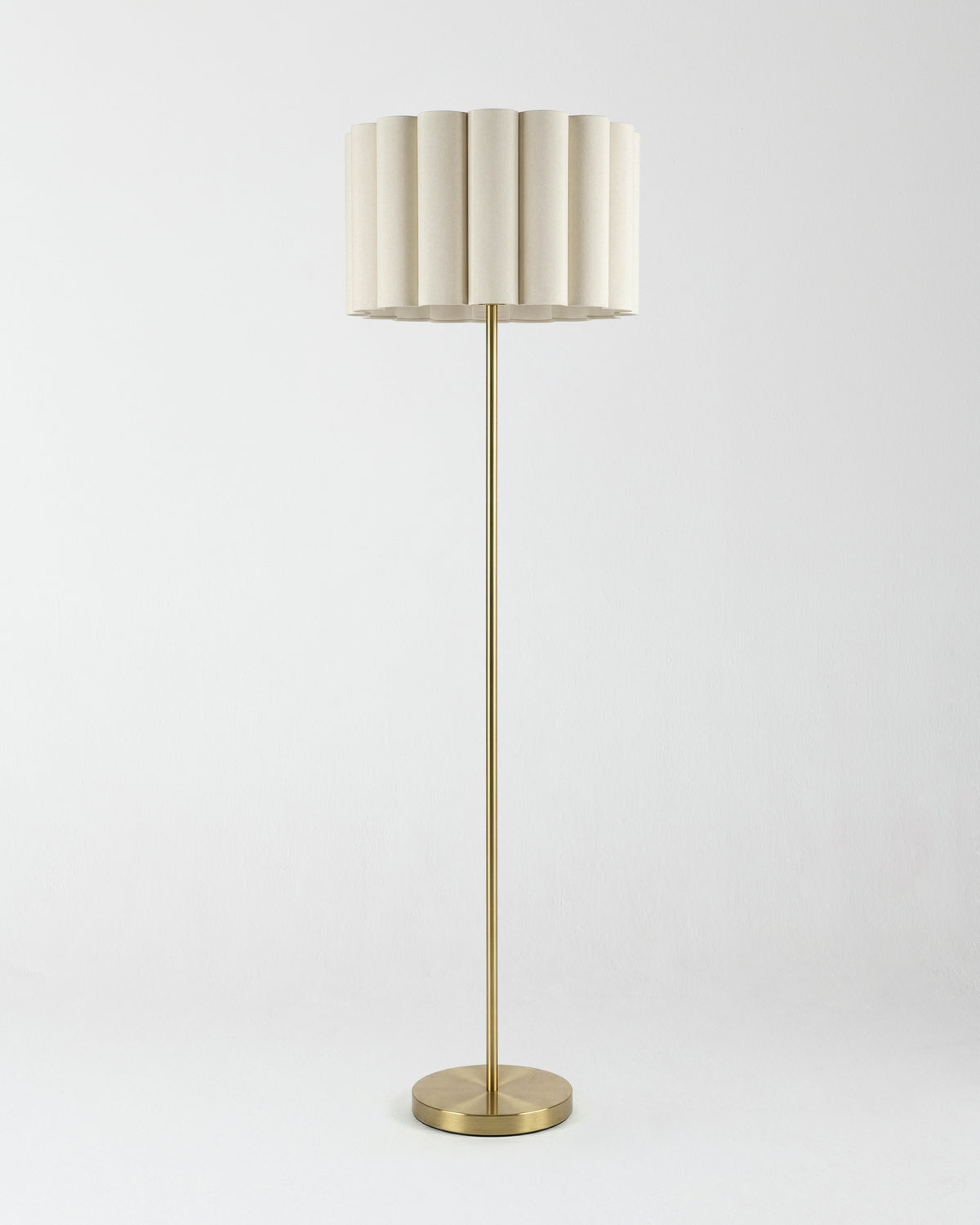 Glowmere Estelle Brass Pleated Cotton Shade Floor Lamp view 2