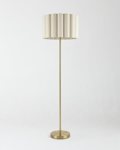 Glowmere Estelle Brass Pleated Cotton Shade Floor Lamp view 2
