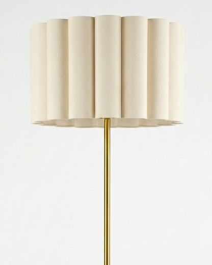 Glowmere Estelle Brass Pleated Cotton Shade Floor Lamp view 4