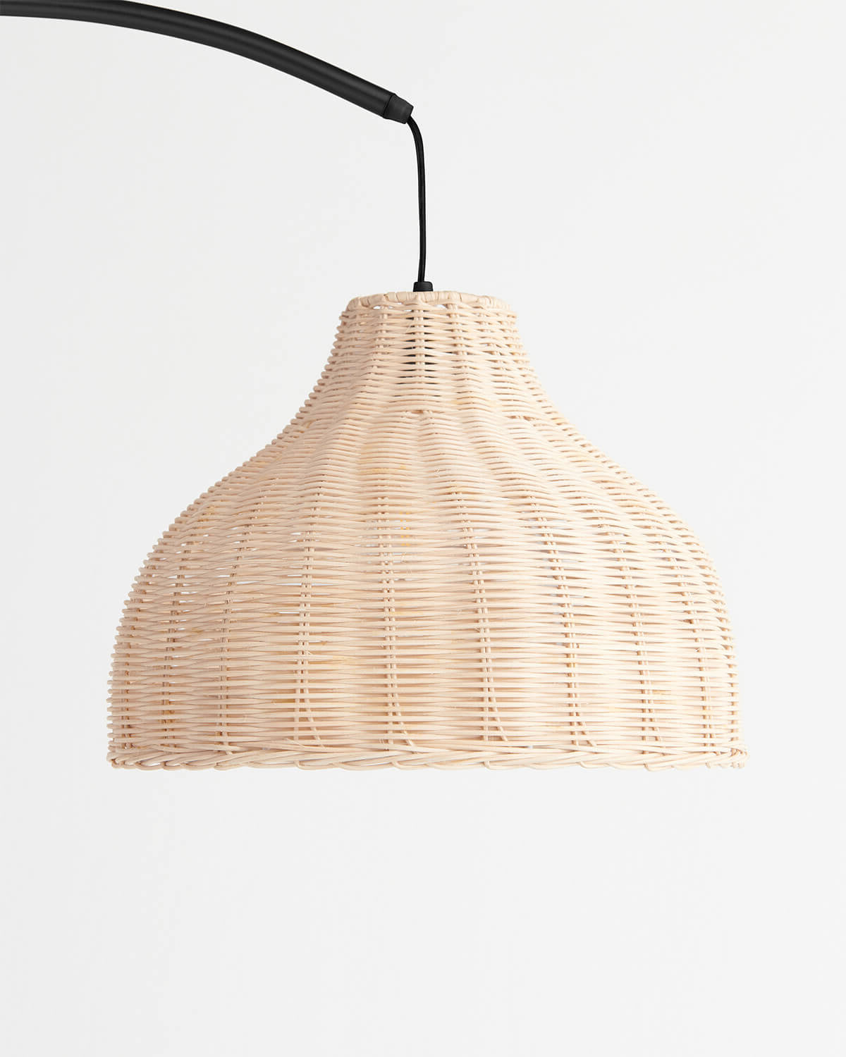 Glowmere Lark Arc Floor Lamp with Wicker Hanging Shade view 10