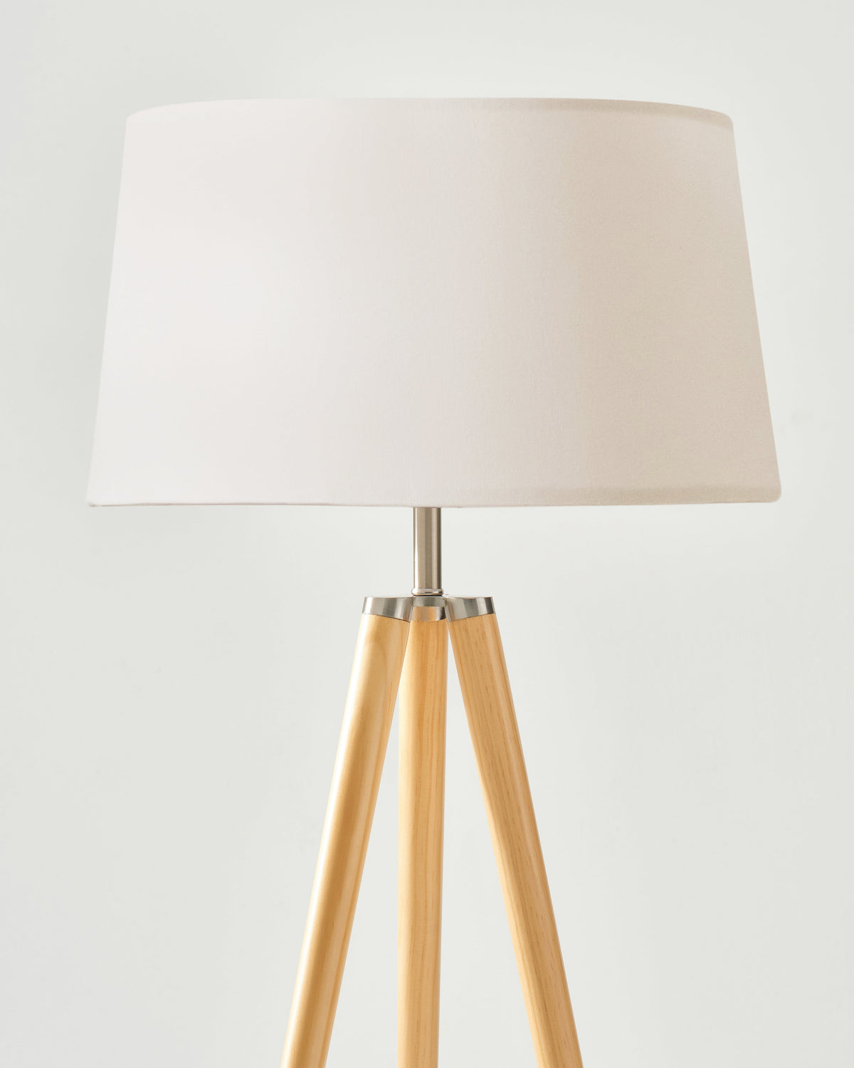 Glowmere Emma Wooden Tripod Floor Lamp with Linen Shade view 4