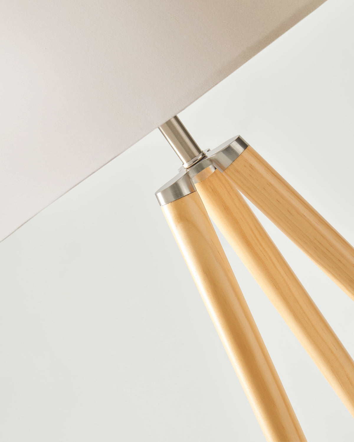 Glowmere Emma Wooden Tripod Floor Lamp with Linen Shade view 5