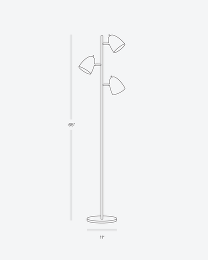 Glowmere Jacob Mid Century Three Head Floor Lamp view 10