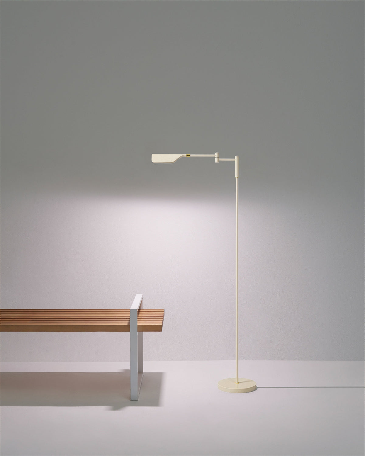 Glowmere Leaf Reading LED Floor Lamp with Touch Dimmer in cream
