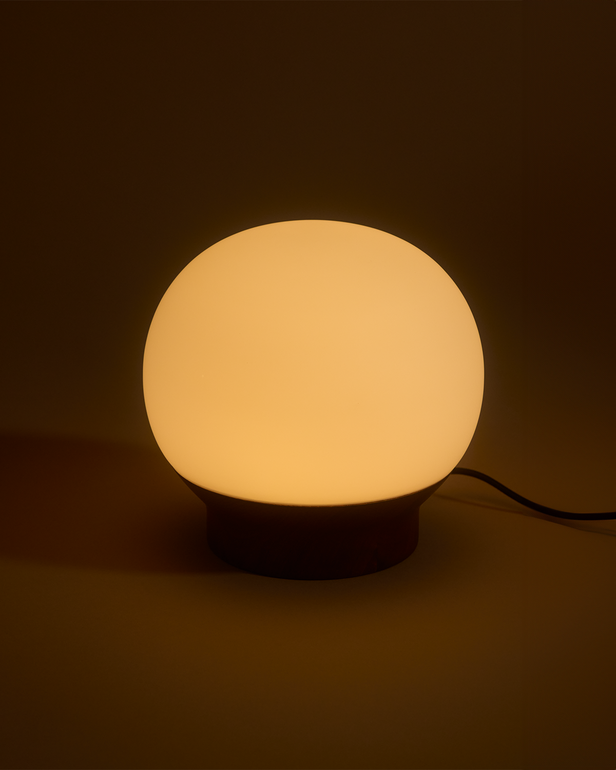 Glowmere Marlow Mini Walnut Base Glass Globe Table Lamp view 3